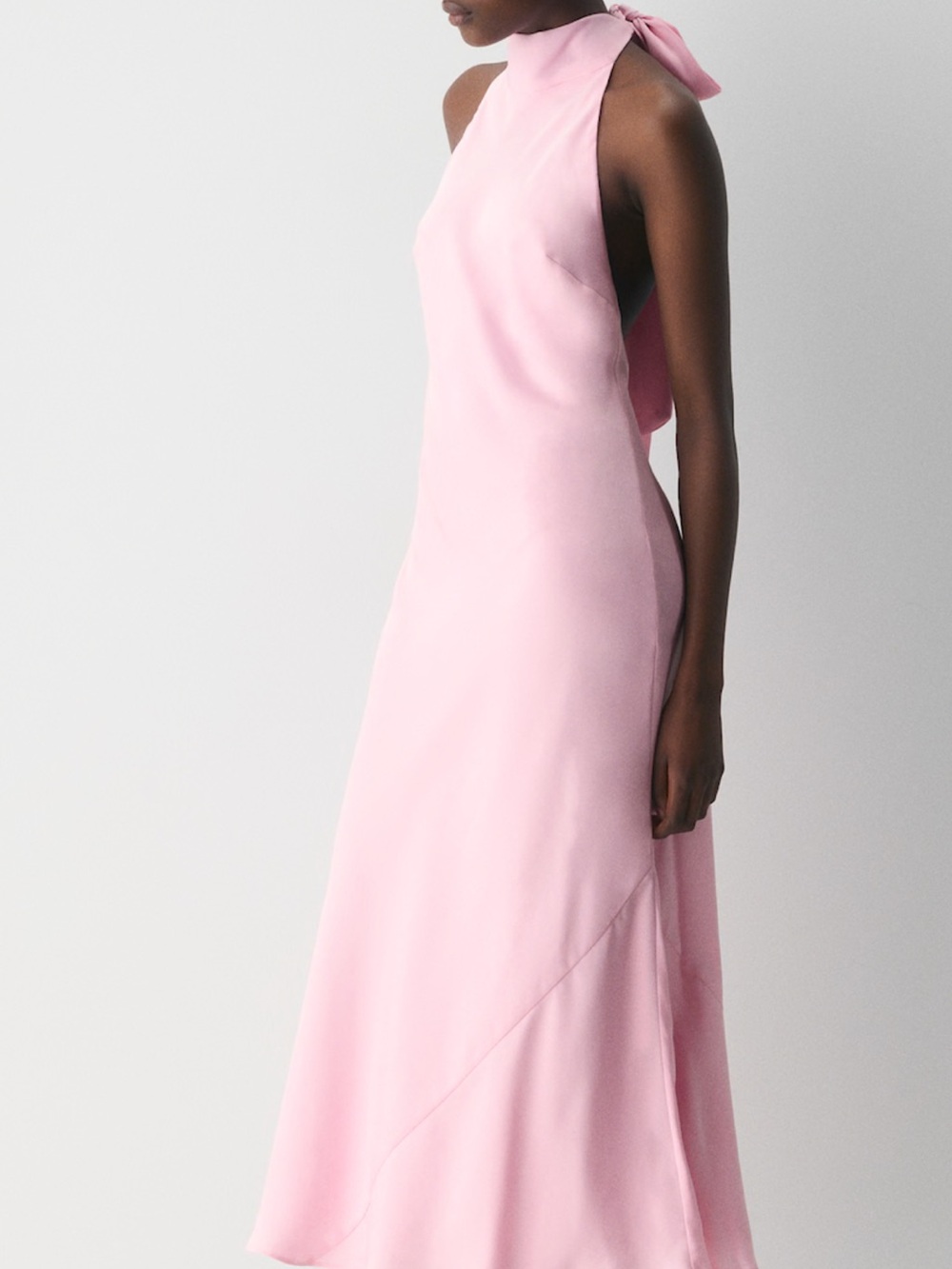 Aritzia Tidal Satin Milkshake Pink Backless Halter Maxi Dress - Picture 2 of 3